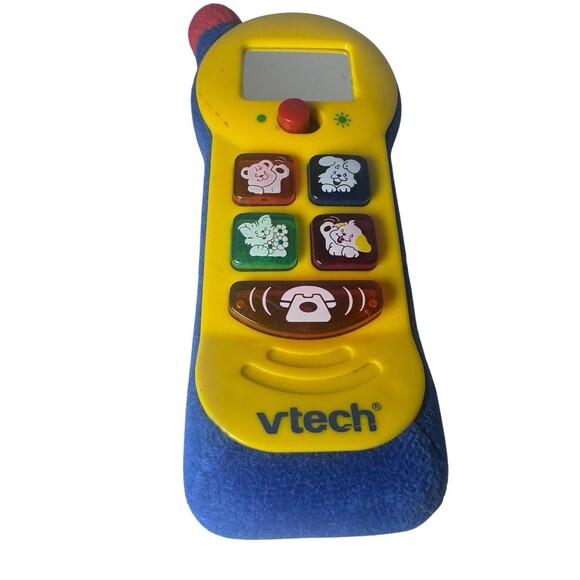 Vintage VTech Little Tiny Touch Phone Lights Up Rare Blue Velvet Animals Works - Picture 3 of 16